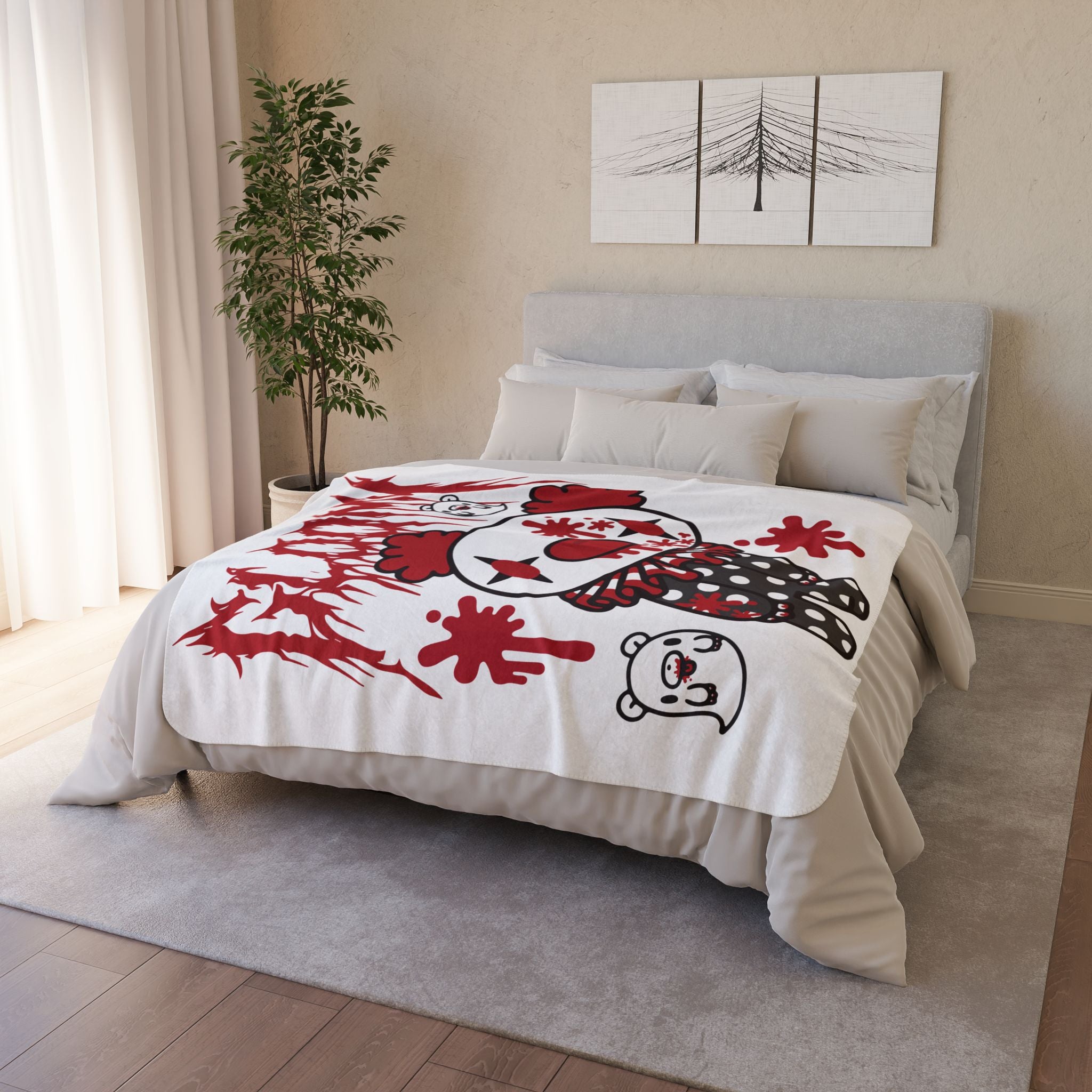 Gloomy Bear Clown Fleece Sherpa Blanket
