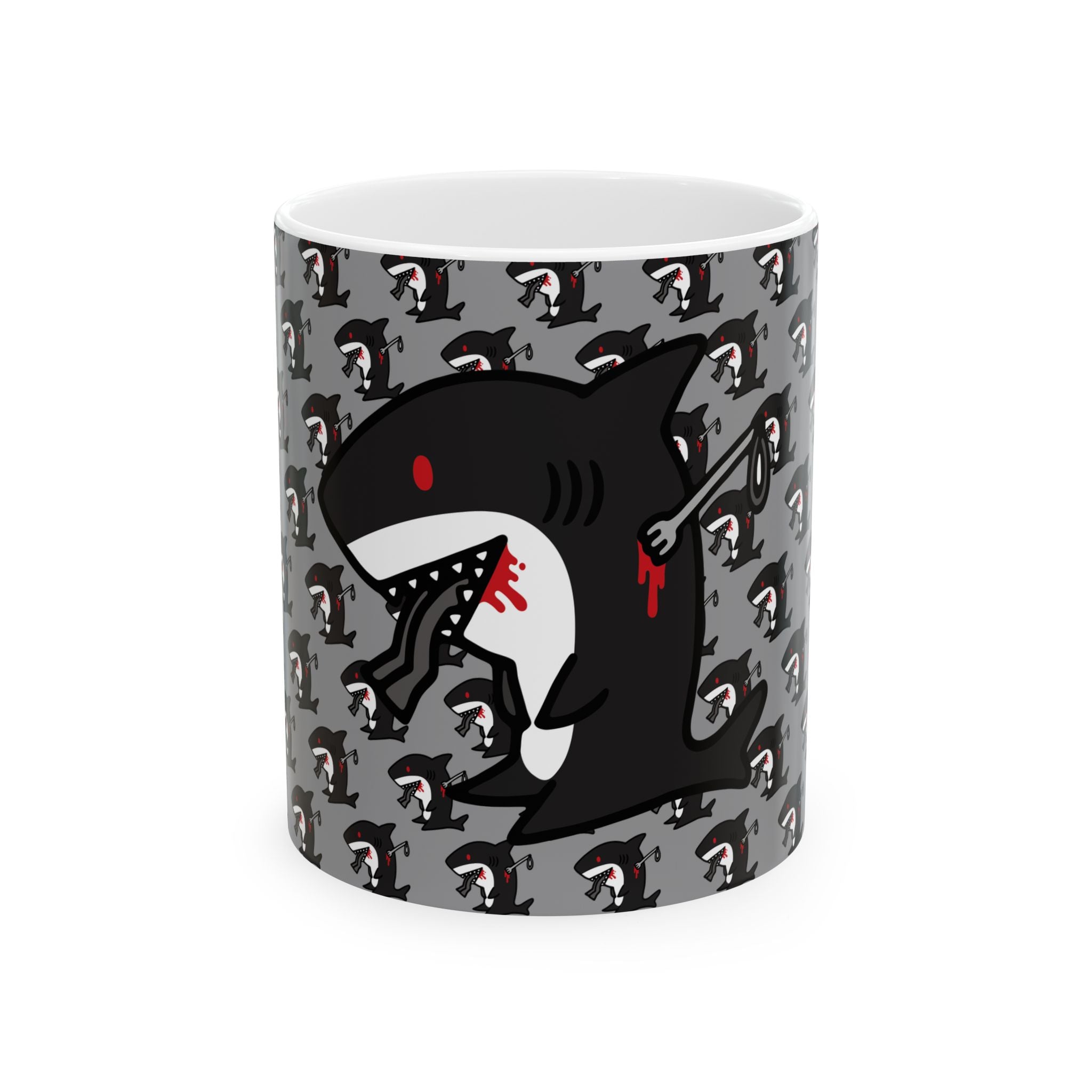 Black Slit Gill Ceramic Mug, (11oz, 15oz)