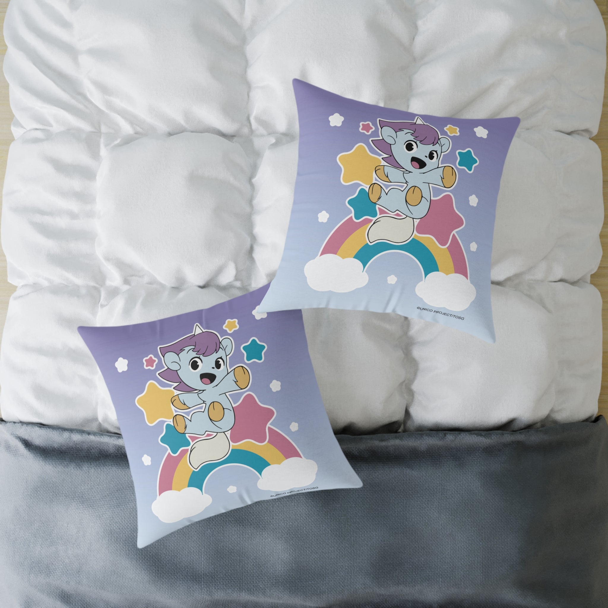 Unico - Rainbow Stars Square Poly Canvas Pillow
