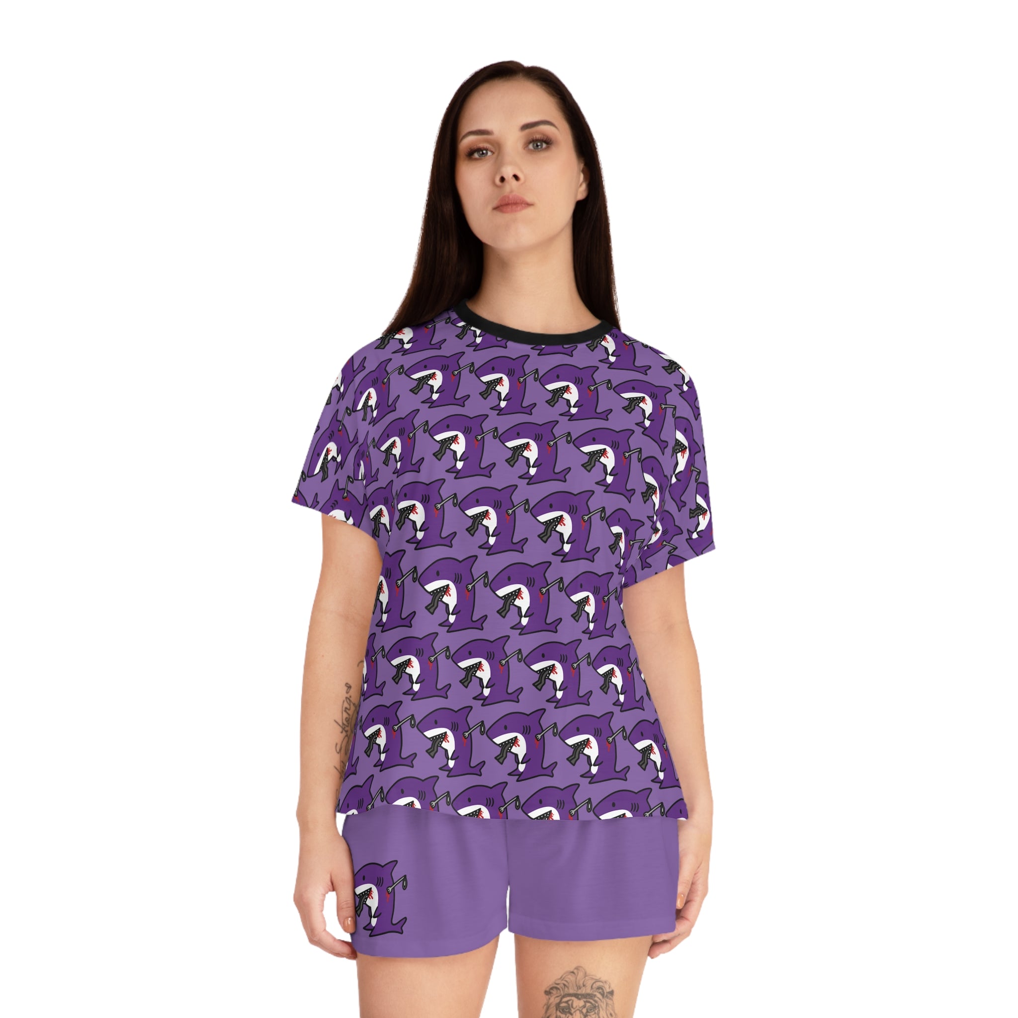 Slit Gill Purple Pajama Set