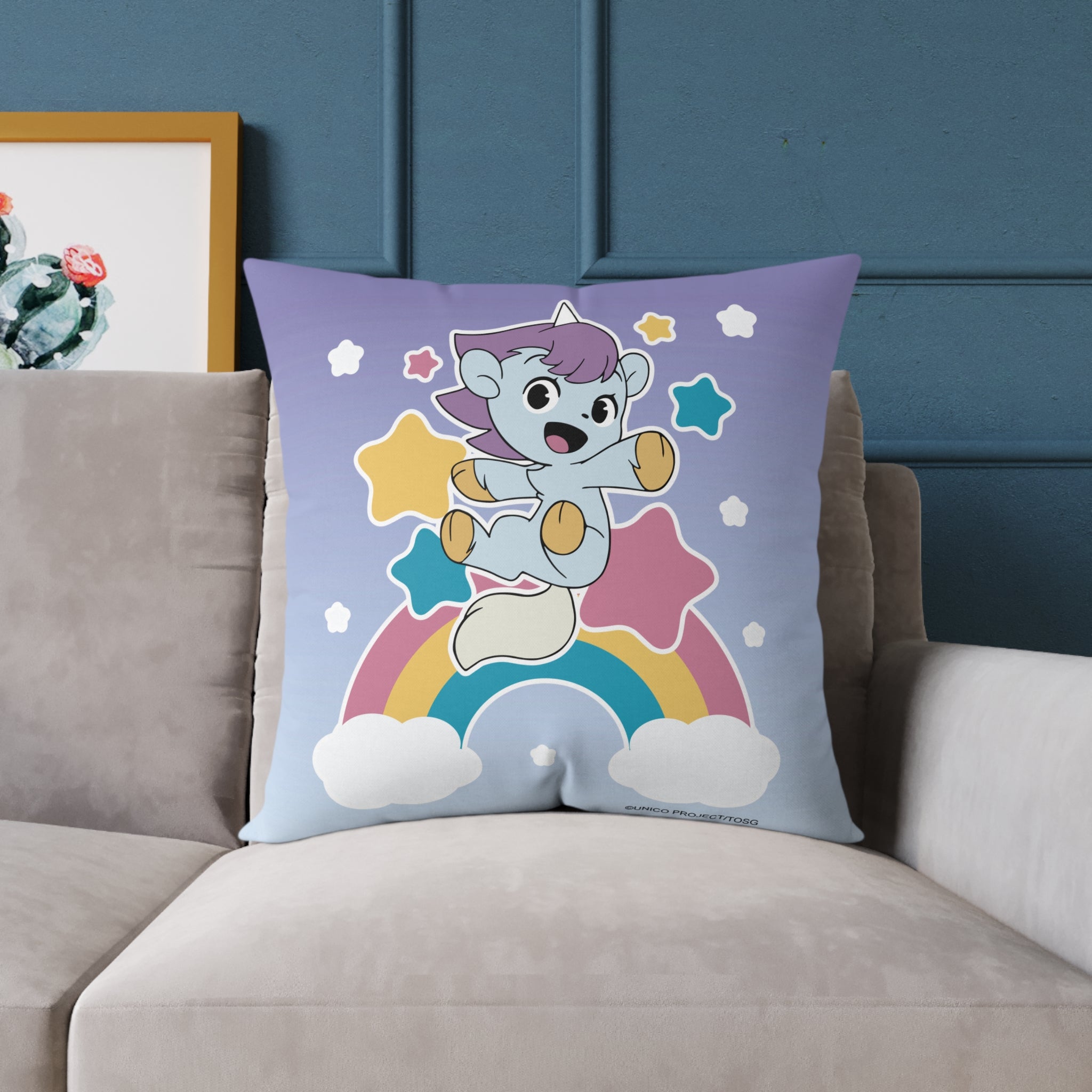 Unico - Rainbow Stars Square Poly Canvas Pillow