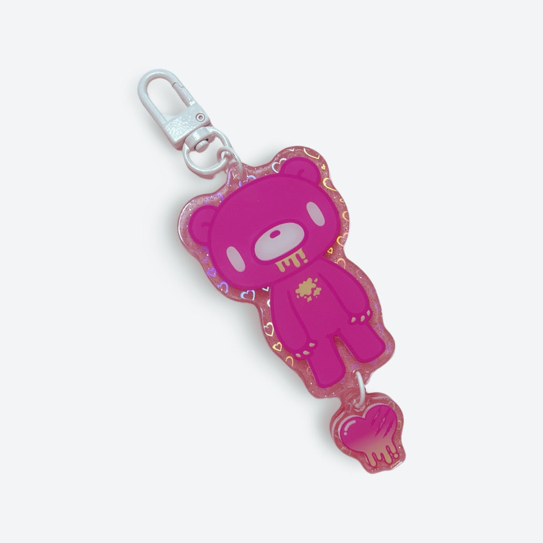 Neon Pink Gloomy Bear Tiered Acrylic Keychain
