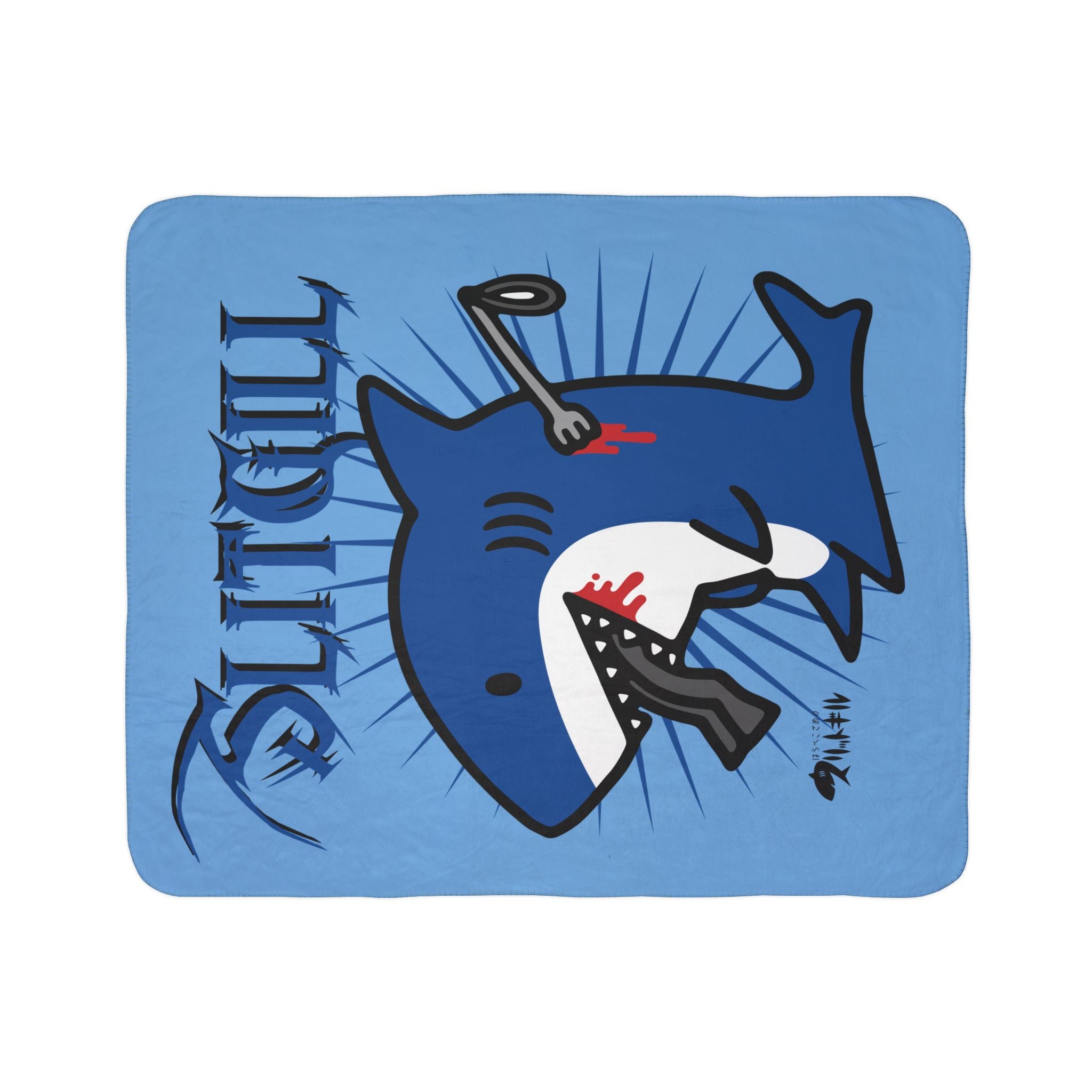 Slit Gill Blue  Fleece Sherpa Blanket