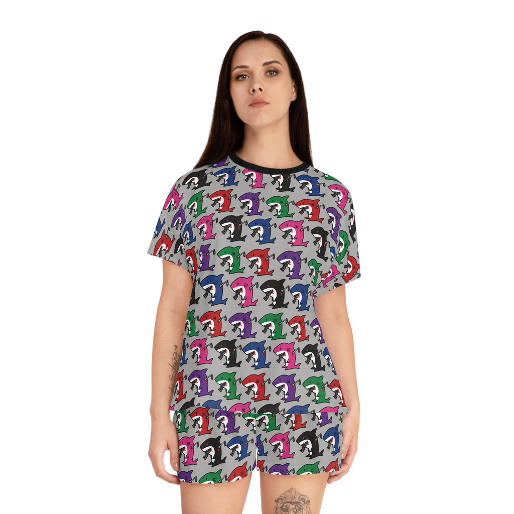 Slit Gill Pattern Pajama Set