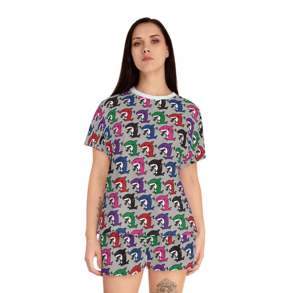 Slit Gill Pattern Pajama Set