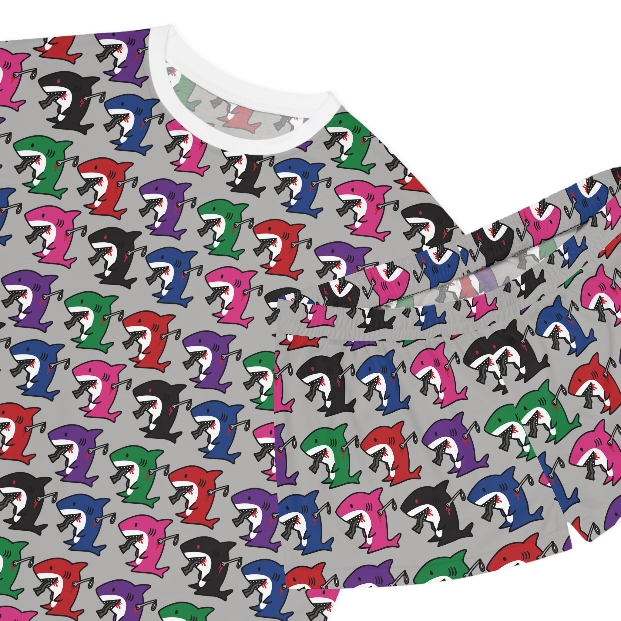 Slit Gill Pattern Pajama Set