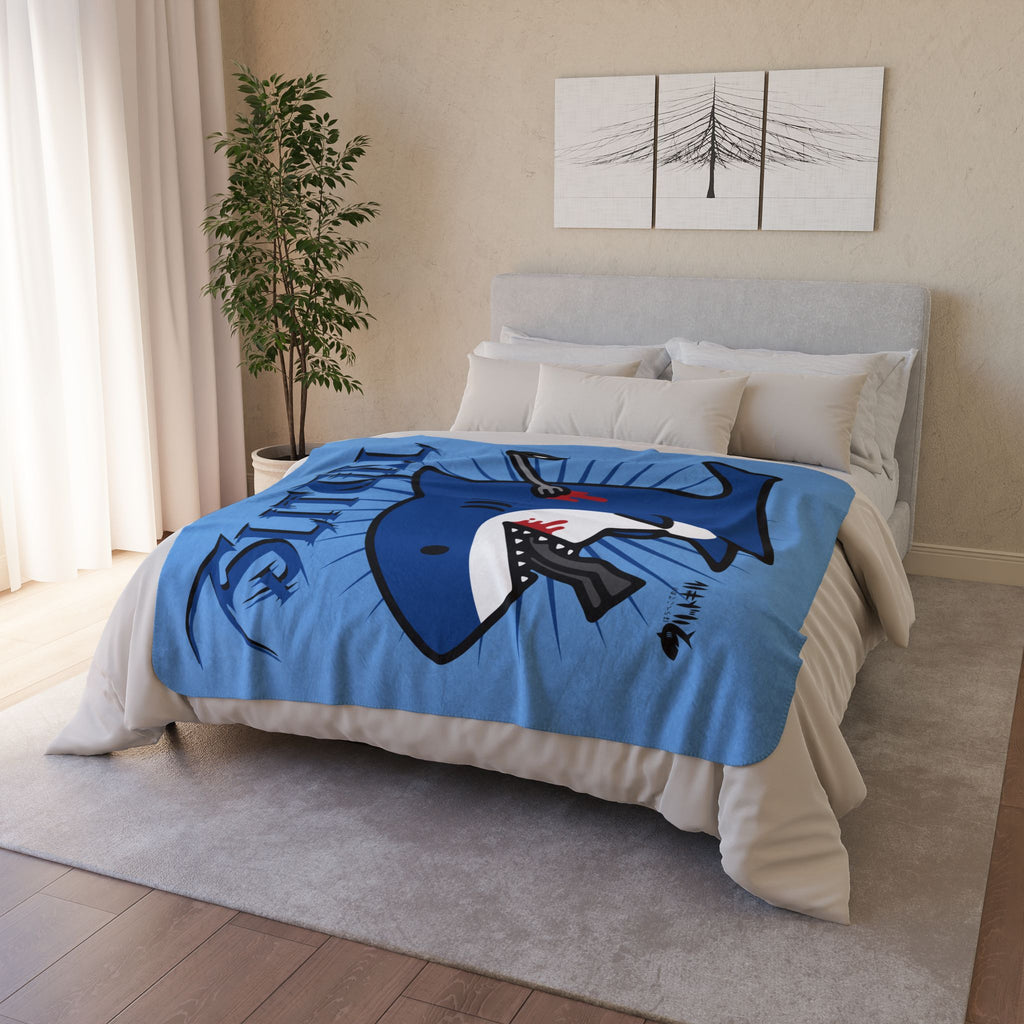 Slit Gill Blue  Fleece Sherpa Blanket