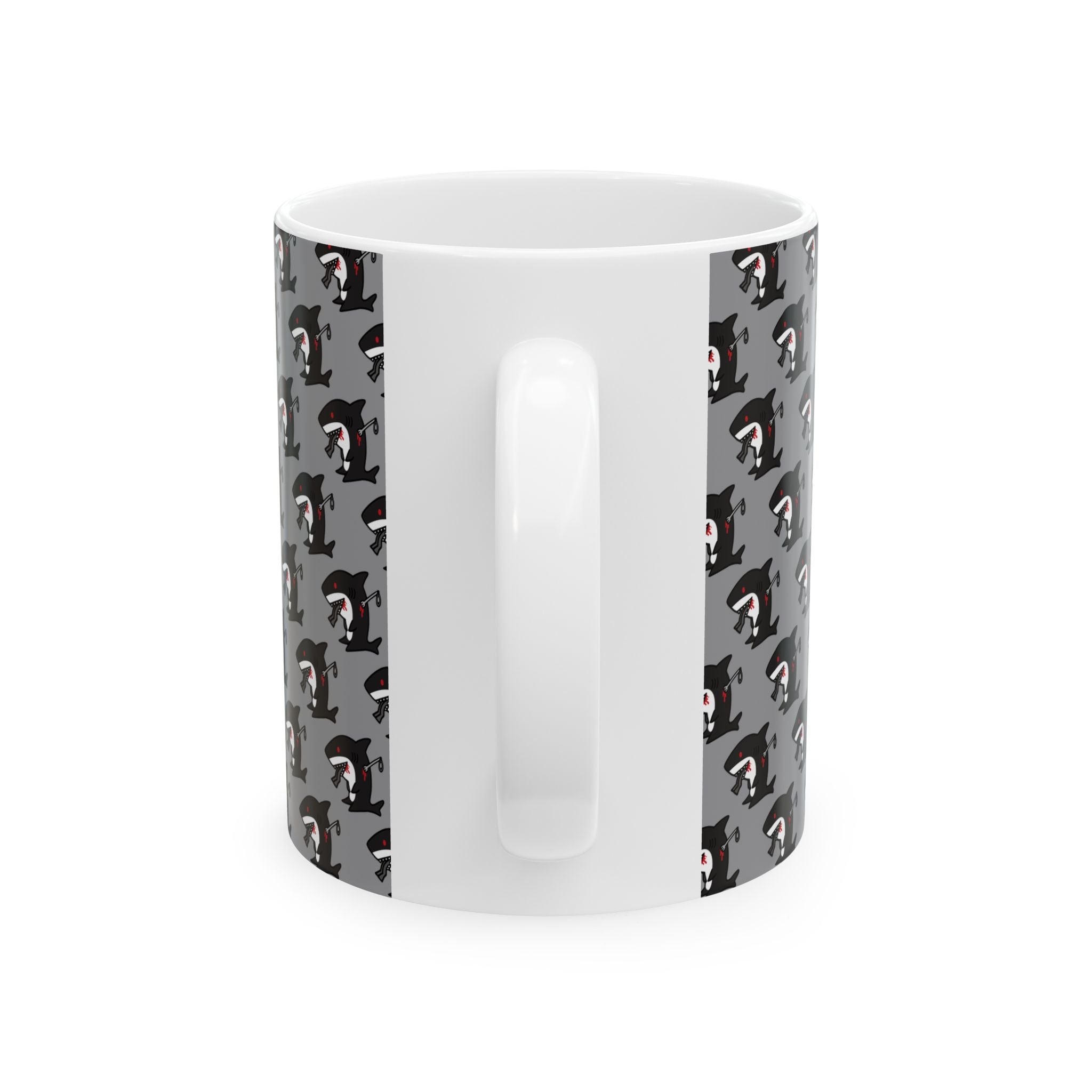 Black Slit Gill Ceramic Mug, (11oz, 15oz)